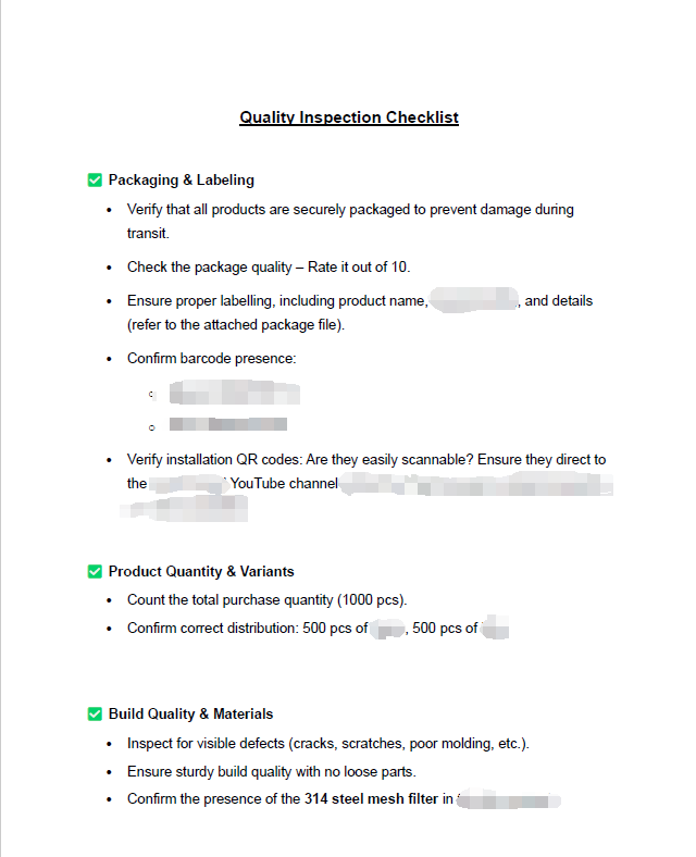 Quality Inspection Checklist 01