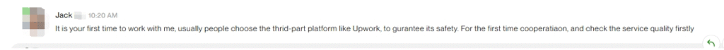 Adviced Customer RB to Follow Upwork's Policies and Terms