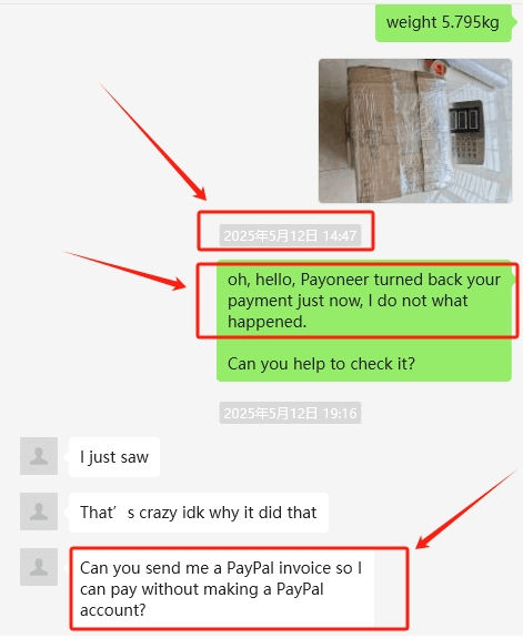 Customer RB Got Payoneer Refund and Required do Payment by PayPal Invoice